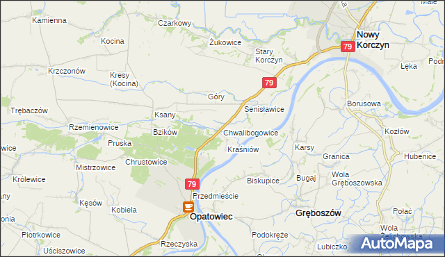 mapa Chwalibogowice, Chwalibogowice na mapie Targeo