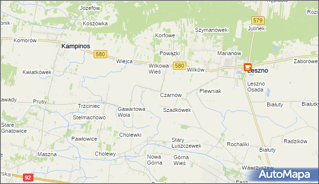 mapa Czarnów gmina Leszno, Czarnów gmina Leszno na mapie Targeo