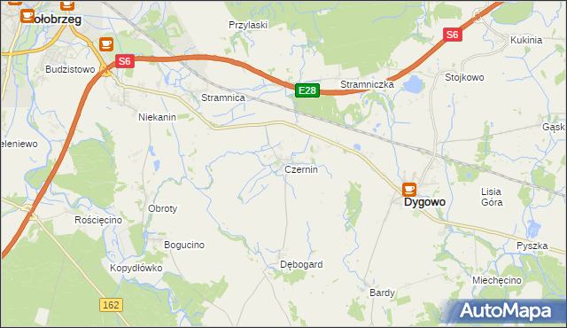 mapa Czernin gmina Dygowo, Czernin gmina Dygowo na mapie Targeo