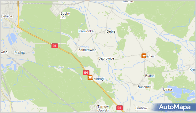mapa Dąbrowice gmina Chrząstowice, Dąbrowice gmina Chrząstowice na mapie Targeo