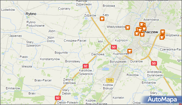 mapa Dachowa gmina Sochaczew, Dachowa gmina Sochaczew na mapie Targeo