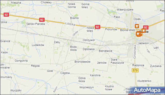 mapa Dębówka gmina Błonie, Dębówka gmina Błonie na mapie Targeo
