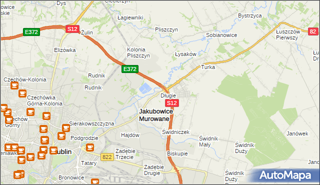mapa Długie gmina Wólka, Długie gmina Wólka na mapie Targeo