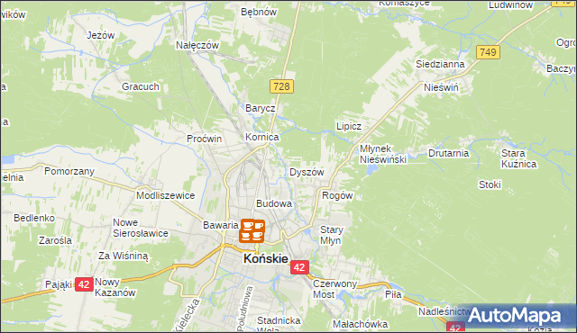 mapa Dyszów, Dyszów na mapie Targeo
