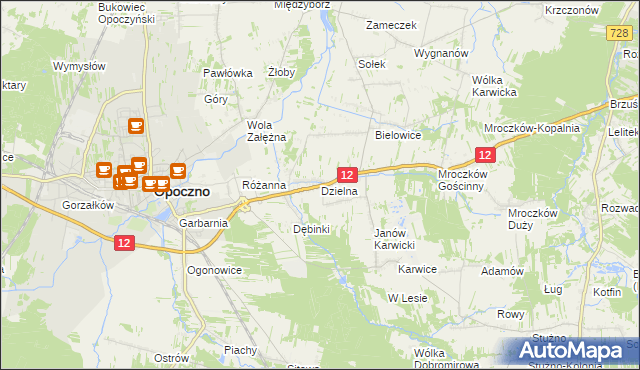 mapa Dzielna gmina Opoczno, Dzielna gmina Opoczno na mapie Targeo
