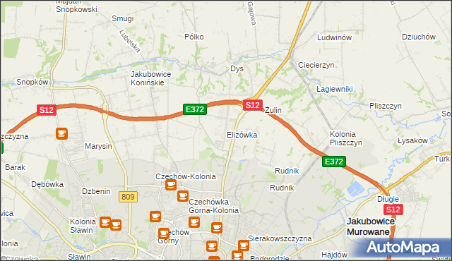 mapa Elizówka gmina Niemce, Elizówka gmina Niemce na mapie Targeo