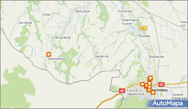 mapa Gierałcice gmina Głuchołazy, Gierałcice gmina Głuchołazy na mapie Targeo