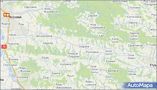 mapa Gogołów gmina Frysztak, Gogołów gmina Frysztak na mapie Targeo