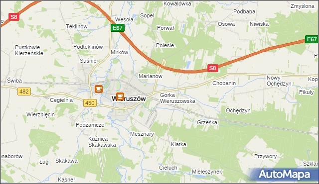 mapa Górka Wieruszowska, Górka Wieruszowska na mapie Targeo