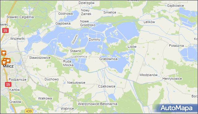 mapa Grabownica gmina Milicz, Grabownica gmina Milicz na mapie Targeo