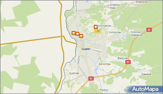 mapa Gubin, Gubin na mapie Targeo