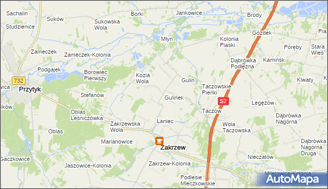mapa Gulinek, Gulinek na mapie Targeo