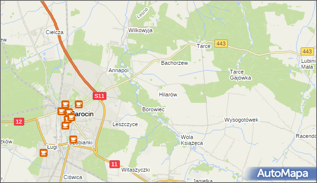 mapa Hilarów gmina Jarocin, Hilarów gmina Jarocin na mapie Targeo