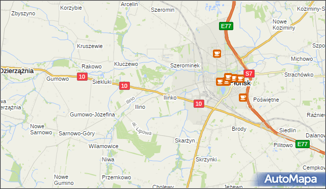mapa Ilinko, Ilinko na mapie Targeo