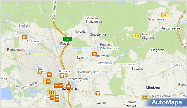 mapa Jankowice gmina Pszczyna, Jankowice gmina Pszczyna na mapie Targeo