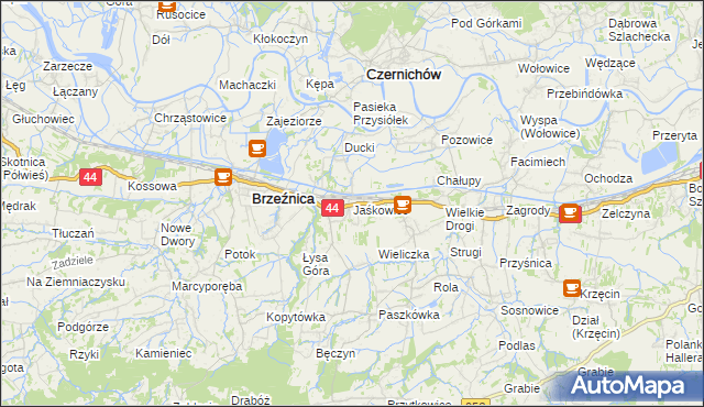 mapa Jaśkowice gmina Skawina, Jaśkowice gmina Skawina na mapie Targeo