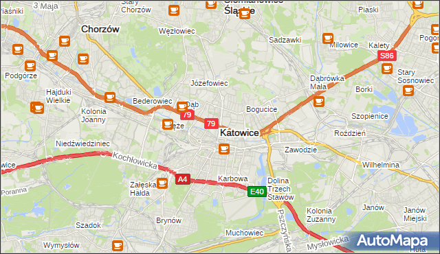 mapa Katowic, Katowice na mapie Targeo
