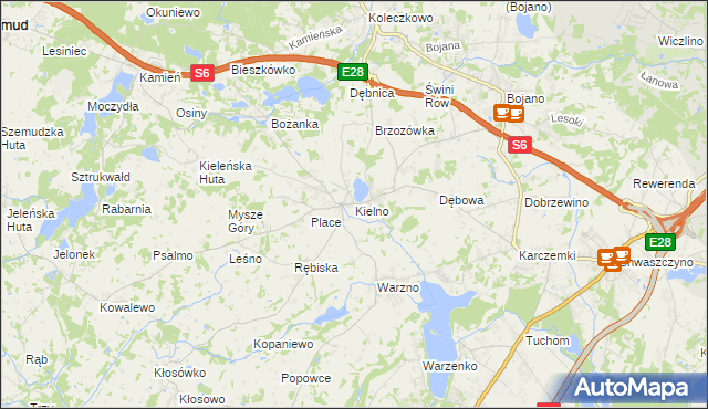 mapa Kielno gmina Szemud, Kielno gmina Szemud na mapie Targeo