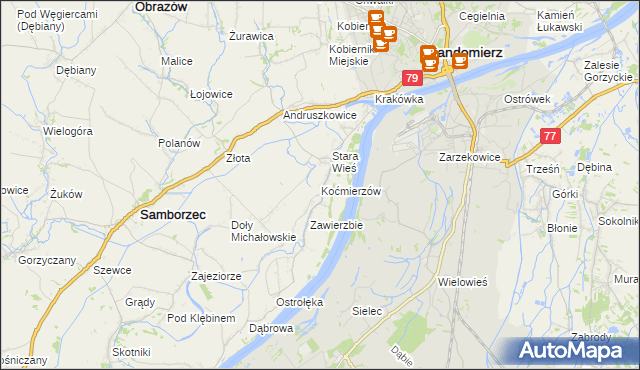 mapa Koćmierzów, Koćmierzów na mapie Targeo