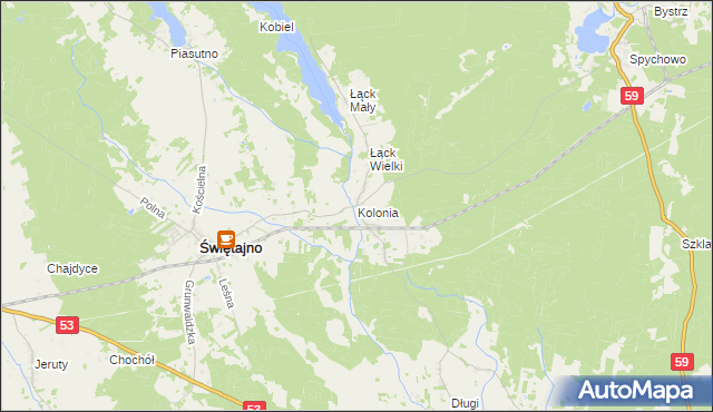mapa Kolonia gmina Świętajno, Kolonia gmina Świętajno na mapie Targeo
