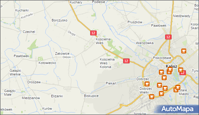 mapa Kościelna Wieś Kolonia, Kościelna Wieś Kolonia na mapie Targeo