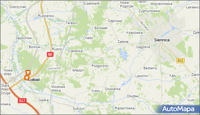 mapa Kośminy, Kośminy na mapie Targeo