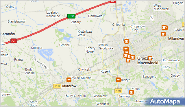 mapa Kozery, Kozery na mapie Targeo