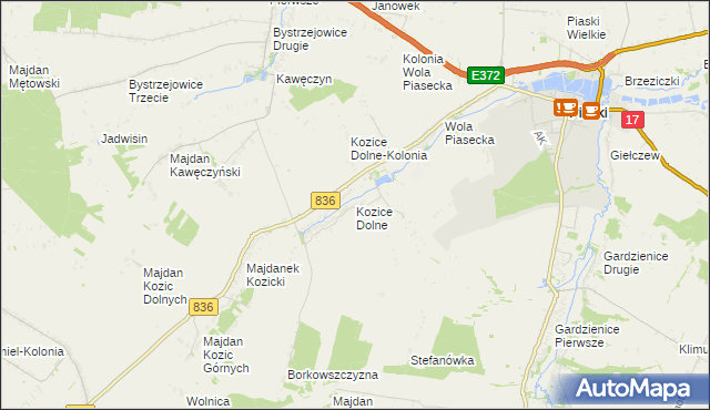 mapa Kozice Dolne, Kozice Dolne na mapie Targeo