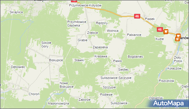 mapa Krasawa, Krasawa na mapie Targeo