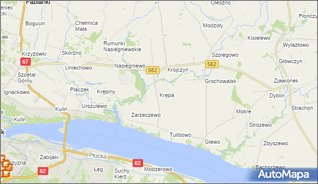 mapa Krępa gmina Dobrzyń nad Wisłą, Krępa gmina Dobrzyń nad Wisłą na mapie Targeo