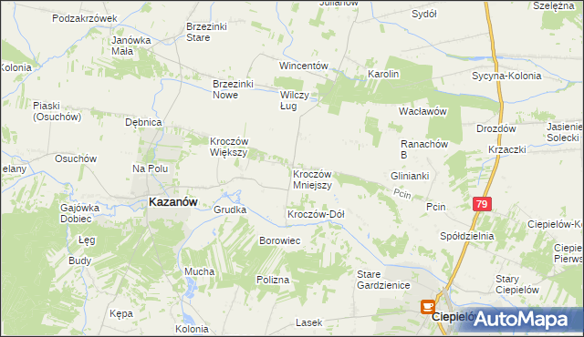 mapa Kroczów Mniejszy, Kroczów Mniejszy na mapie Targeo