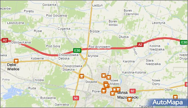 mapa Królewiec gmina Mińsk Mazowiecki, Królewiec gmina Mińsk Mazowiecki na mapie Targeo