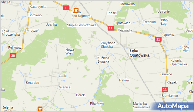 mapa Kuźnica Słupska, Kuźnica Słupska na mapie Targeo