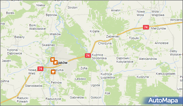 mapa Kuźnica Strobińska, Kuźnica Strobińska na mapie Targeo