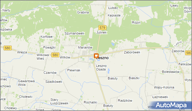 mapa Leszno powiat warszawski zachodni, Leszno powiat warszawski zachodni na mapie Targeo