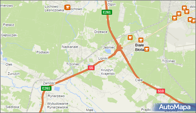 mapa Lipniki gmina Białe Błota, Lipniki gmina Białe Błota na mapie Targeo