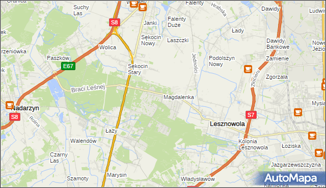 mapa Magdalenka gmina Lesznowola, Magdalenka gmina Lesznowola na mapie Targeo