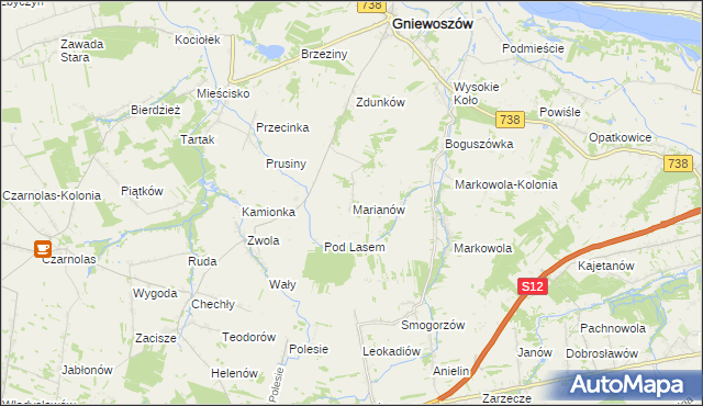 mapa Marianów gmina Gniewoszów, Marianów gmina Gniewoszów na mapie Targeo