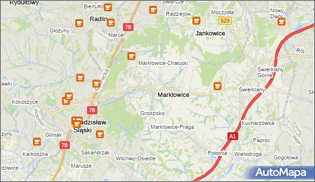 mapa Marklowice, Marklowice na mapie Targeo