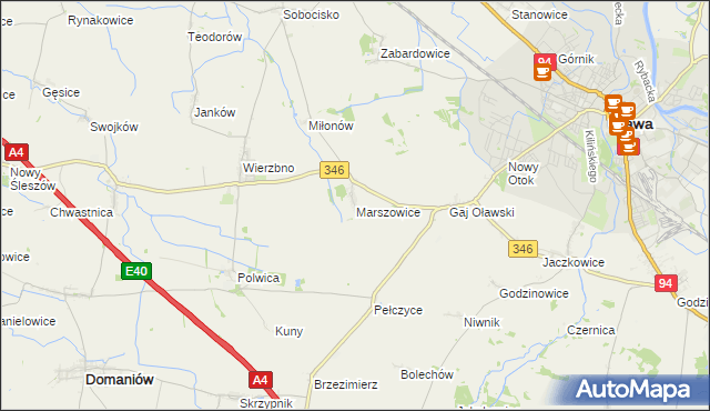 mapa Marszowice gmina Oława, Marszowice gmina Oława na mapie Targeo