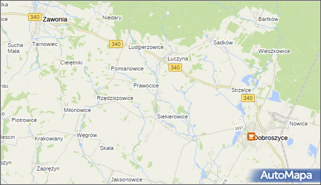 mapa Mękarzowice gmina Dobroszyce, Mękarzowice gmina Dobroszyce na mapie Targeo