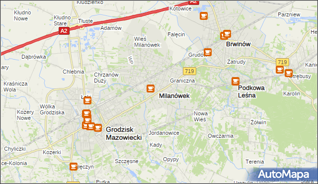 mapa Milanówek, Milanówek na mapie Targeo