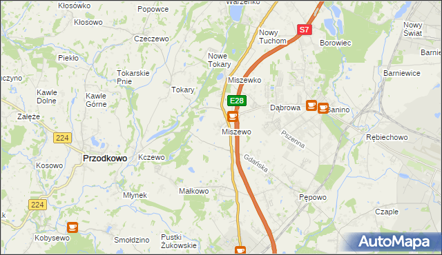 mapa Miszewo gmina Żukowo, Miszewo gmina Żukowo na mapie Targeo