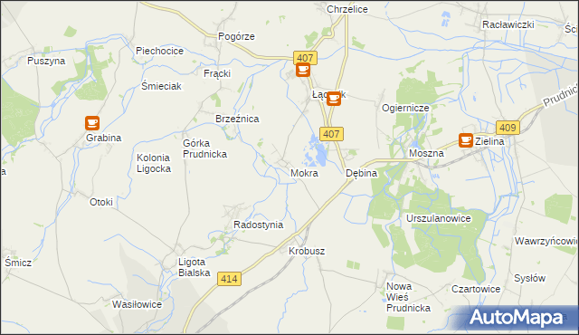 mapa Mokra gmina Biała, Mokra gmina Biała na mapie Targeo