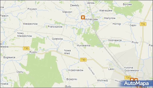 mapa Murowanka gmina Warka, Murowanka gmina Warka na mapie Targeo
