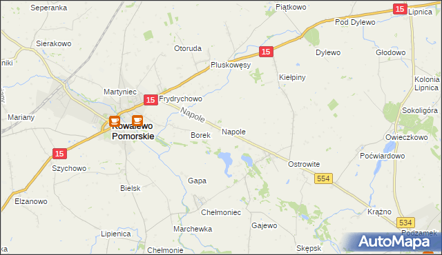 mapa Napole gmina Kowalewo Pomorskie, Napole gmina Kowalewo Pomorskie na mapie Targeo