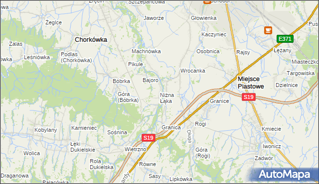 mapa Niżna Łąka, Niżna Łąka na mapie Targeo