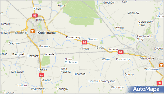 mapa Nowe gmina Krośniewice, Nowe gmina Krośniewice na mapie Targeo