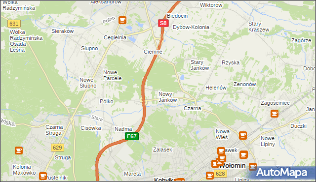 mapa Nowy Janków, Nowy Janków na mapie Targeo