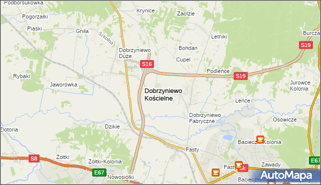 mapa Ogrodniki gmina Dobrzyniewo Duże, Ogrodniki gmina Dobrzyniewo Duże na mapie Targeo